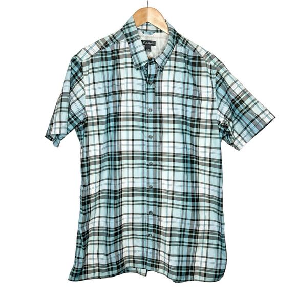 Eddie Bauer Mens Plaid Fishing Shirt Blue Size TL Tall Classic Outdoor Tech - Picture 1 of 6